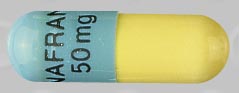 Pill ANAFRANIL 50 mg Blue & White Capsule/Oblong is Anafranil