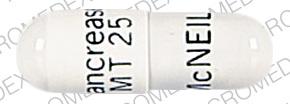 Pill McNEIL Pancrease MT 25 White Capsule/Oblong is Pancrease MT 25