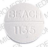 Pill BEACH 1135 is K-phos mf 155 mg / 350 mg
