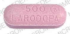 Pill 500 LARODOPA ROCHE Pink Elliptical/Oval is Larodopa