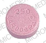 Pill 250 LARODOPA ROCHE Pink Round is Larodopa