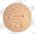 Pill WELLCOVORIN 25 Brown Round is LEUCOVORIN CALCIUM