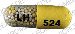 Pill LH   524 Yellow Capsule/Oblong is Linhist-L.A.