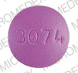 Pill 3074 Purple Round is Amitriptyline Hydrochloride