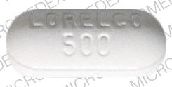 Pill LORELCO 500 White Oval is Lorelco
