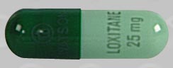 Pill logo WATSON LOXITANE 25 mg Green Capsule/Oblong is Loxitane