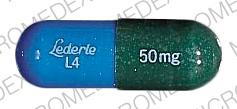 Pill 50mg Lederle L4 Blue Capsule/Oblong is Loxitane