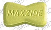 Pill B M8 MAXZIDE Yellow Figure eight-shape is Maxzide