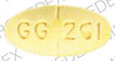 Pill GG 261 Yellow Elliptical/Oval is Meclizine Hydrochloride