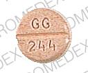 Pill GG  244 Brown Round is Methyclothiazide