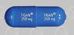 Pill TIGAN 250 mg Blue Capsule/Oblong is Tigan