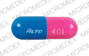 Pill ALTO 401 Blue Capsule/Oblong is Zinc-220