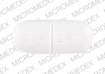 Pill CYP 267 White Elliptical/Oval is Gfn 1000   DM 60