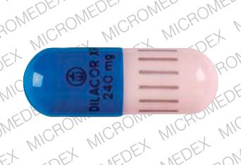 Pill Logo DILACOR XR 240 mg Blue Capsule/Oblong is Dilacor XR