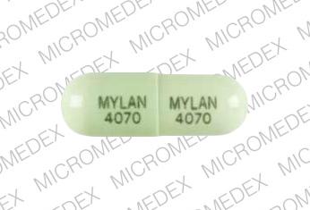 Pill MYLAN 4070 MYLAN 4070 Green Capsule-shape is Ketoprofen