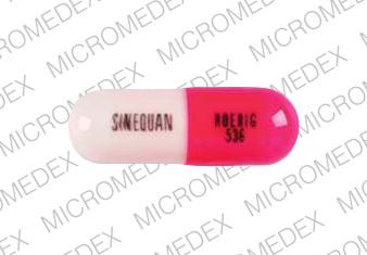 Pill Sinequan; Roerig; 536 Pink & White Capsule/Oblong is Sinequan