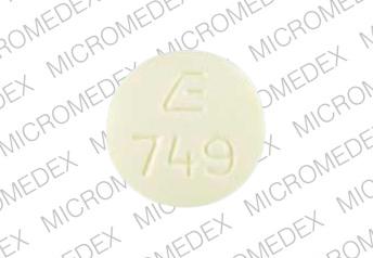 Pill E 749 Yellow Round is Aspirin, carisoprodol and codeine