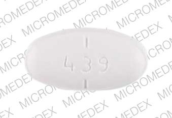 Pill 439 ETHEX White Elliptical/Oval is Cal-nate