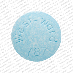 Pill West-ward 787 Blue Round is Acetaminophen, Butalbital and Caffeine