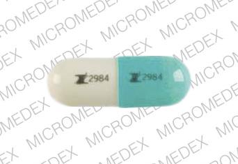 Pill Z2984 Z2984 Turquoise & White Capsule-shape is Doxycycline Hyclate