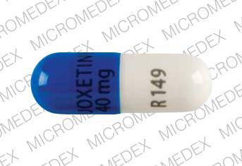 Pill FLUOXETINE 40mg R149 Blue Capsule-shape is Fluoxetine Hydrochloride