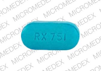 Pill RX 751 Blue Elliptical/Oval is Cefuroxime Axetil