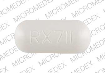 Pill RX711 White Capsule/Oblong is Ciprofloxacin hydrochloride