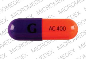 Pill G AC400 Purple Capsule/Oblong is Acebutolol Hydrochloride