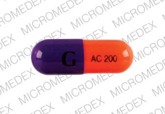 Pill G AC 200 Purple Capsule/Oblong is Acebutolol Hydrochloride