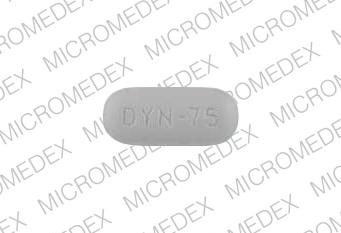 Pill DYN-75 748 Gray Oval is Dynacin