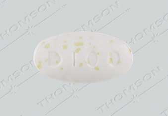 Pill D100 White Elliptical/Oval is Doryx