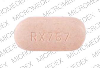 Pill RX 767 Pink Capsule-shape is Metformin Hydrochloride Extended-Release