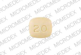 Pill 0014 20 Yellow Rectangle is Pravastatin Sodium