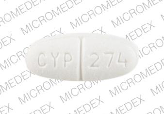 Pill CYP 274 White Capsule/Oblong is Gfn 600 phenylephrine 40