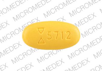 Pill Logo 5712 5/500 Yellow Oval is Glyburide and Metformin Hydrochloride