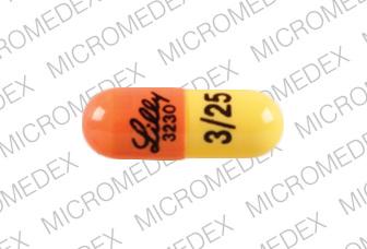 Pill Lilly 3230 3/25 Yellow Capsule-shape is Symbyax