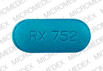 Pill RX 752 Blue Capsule/Oblong is Cefuroxime Axetil