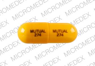 Pill MUTUAL 274 MUTUAL 274 Yellow Capsule/Oblong is Phentermine Hydrochloride