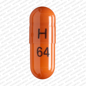 Pill H 64 Orange Capsule/Oblong is Stavudine