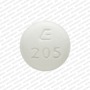 E 205 Pill Images White / Round.