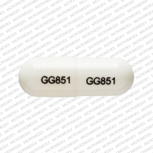 Pill GG 851 GG 851 is Ampicillin Trihydrate 500 mg