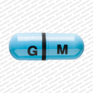 Pill G M Blue Capsule/Oblong is Apriso