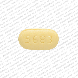 Pill V 5683 Yellow Capsule/Oblong is Risperidone