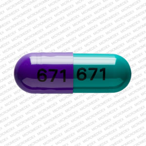 Pill 671 671 Green & Purple Capsule/Oblong is Diltiazem Hydrochloride Extended Release