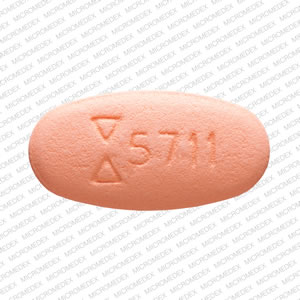 Pill Logo 5711 2.5/500 Orange Oval is Glyburide and Metformin Hydrochloride