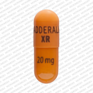 Pill ADDERALL XR 20 mg Orange Capsule/Oblong is Adderall XR