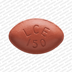 Pill LCE 150 Brown Elliptical/Oval is Carbidopa, Entacapone and Levodopa