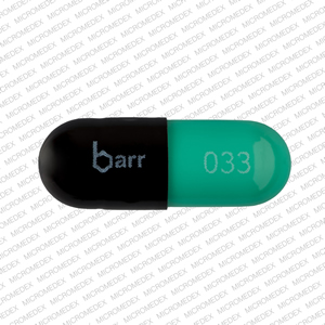 Barr 033 Pill Black & Green Capsule/Oblong - Pill Identifier