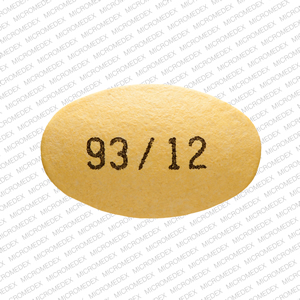Pill 93/12 Yellow Oval is Pantoprazole Sodium Delayed-Release
