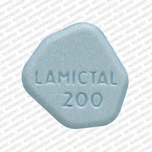 Pill LAMICTAL 200 Blue Six-sided is Lamictal